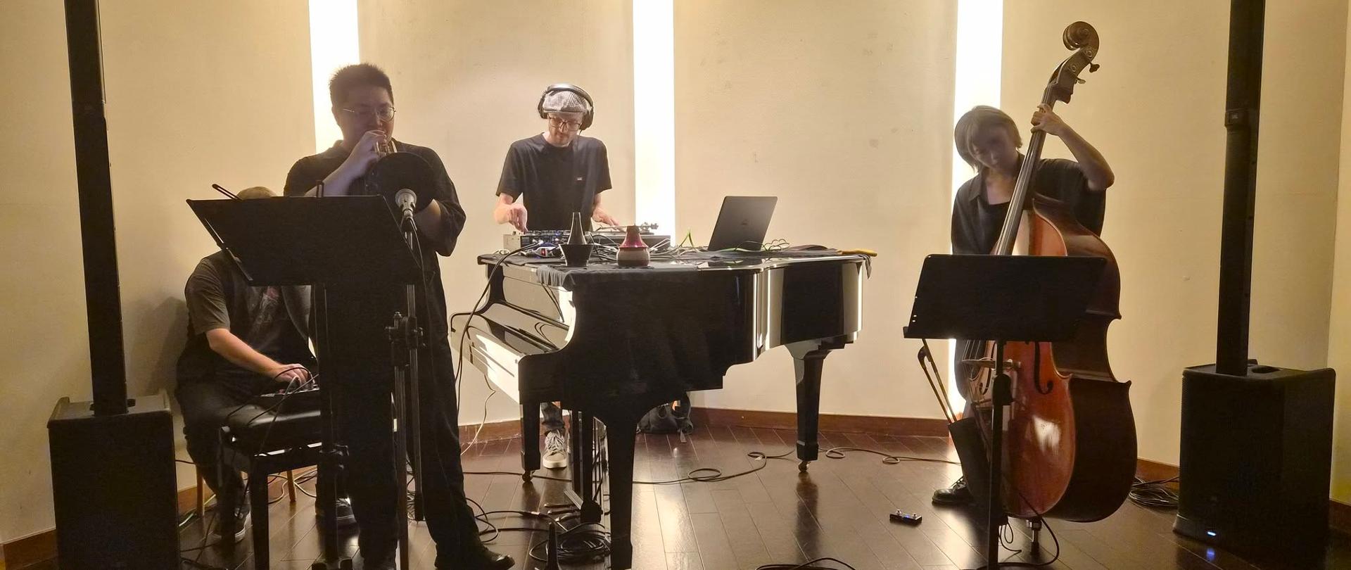 The Polish-Taiwanese jazz-hop trio, featuring Leeway Cheng (left), Hubert Tas (centre), and Refa Wang (right)