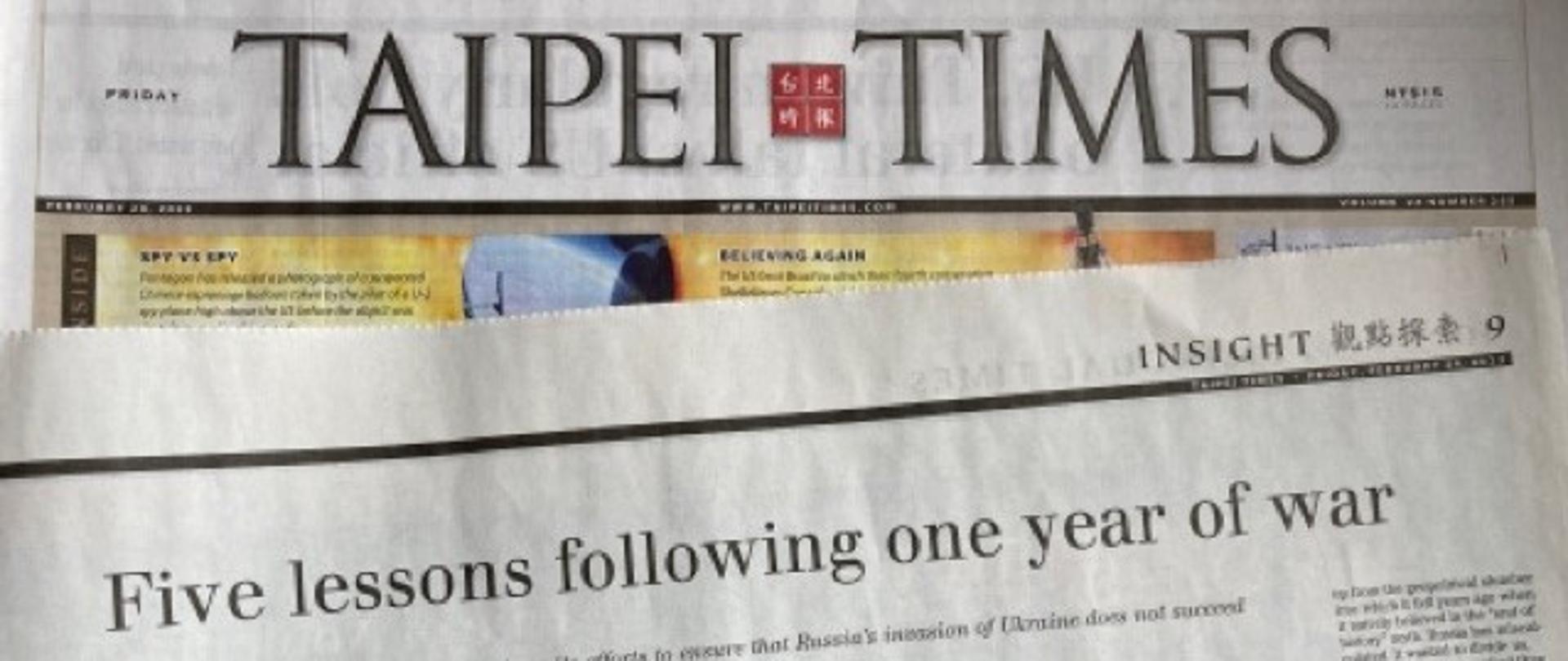 Artykuł premiera Mateusza Morawieckiego w "Taipei Times"